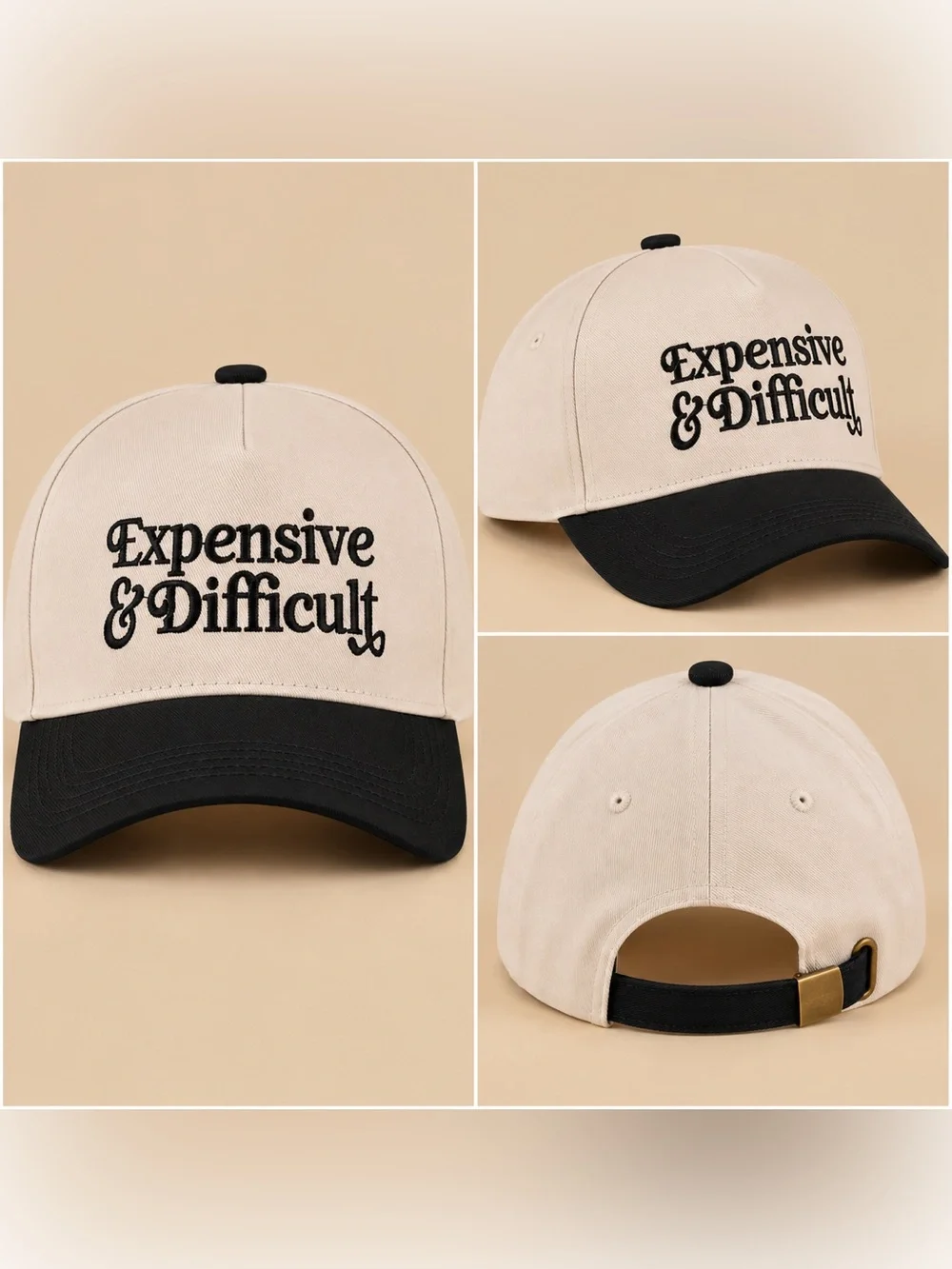 Zenana Expensive & Difficult Novelty Baseball Hat Black NEW